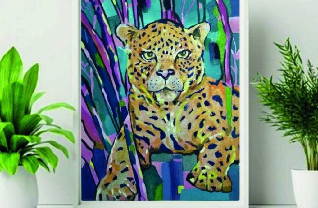 Cuadro de tigre hecho con pintura