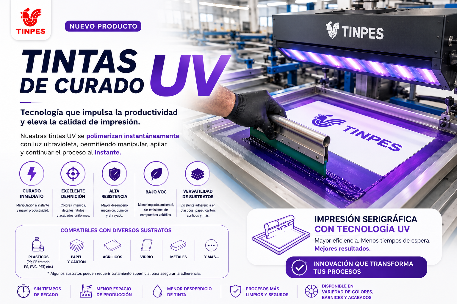 TINPES amplía su portafolio con el lanzamiento de las nuevas Tintas de Curado UV